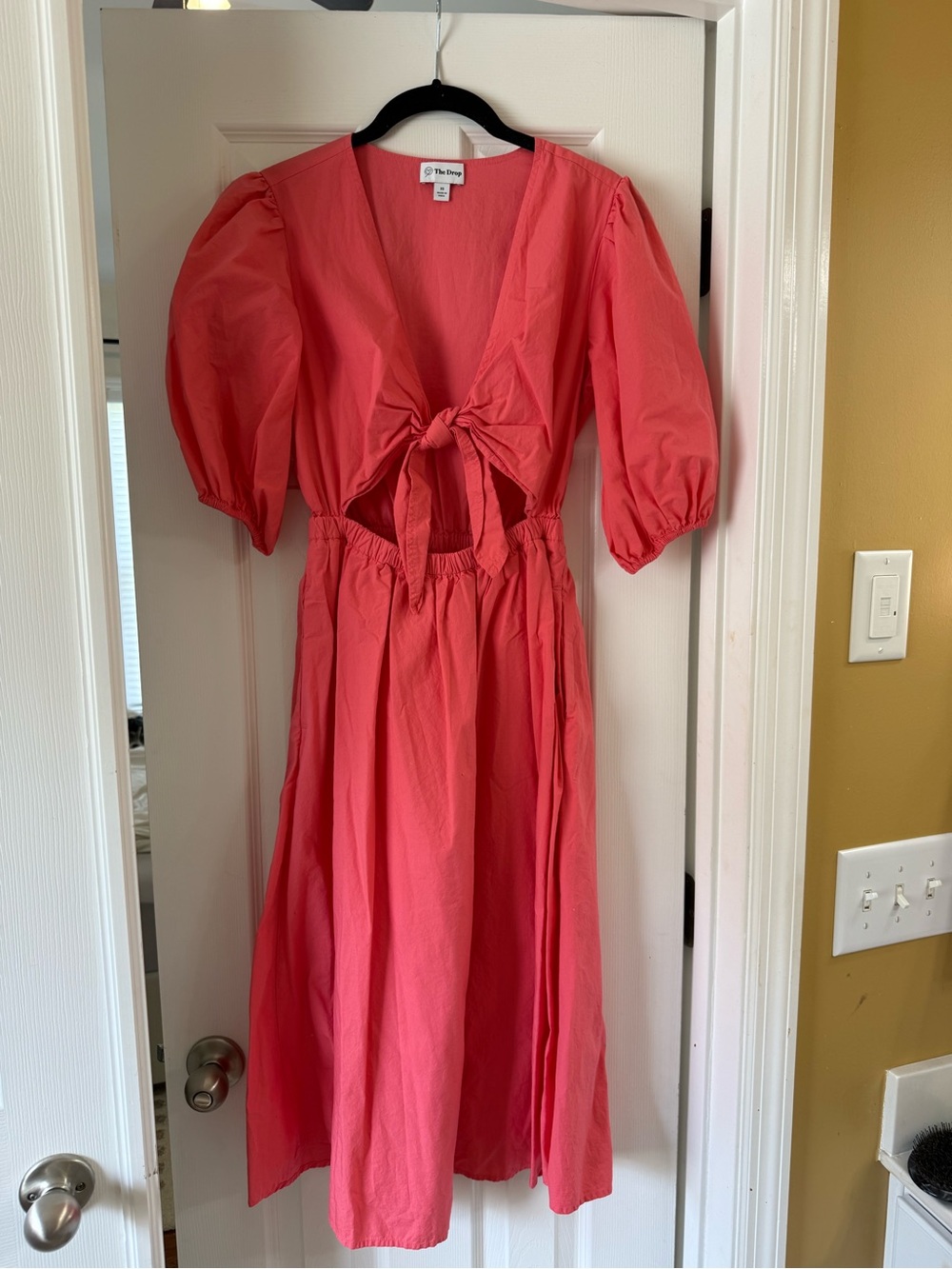 The Drop Women’s Cut Out Coral Midi Dress with Tie Front